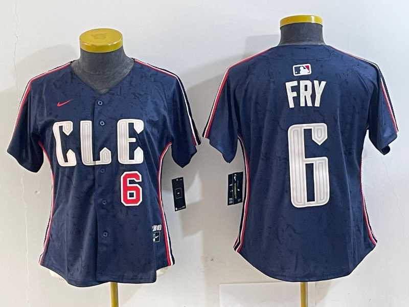 Womens Cleveland Guardians #6 David Fry Navy 2024 City Connect Limited Stitched Jerseys